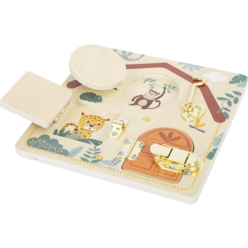 Small Foot activity board locks and latches safari
