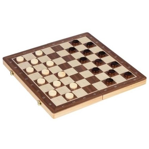 Goki Wooden Chess and Checkers Game Magnetic