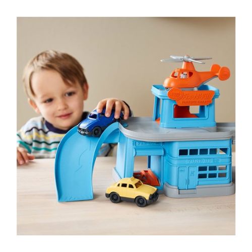 Garage de stationnement pour jouets verts