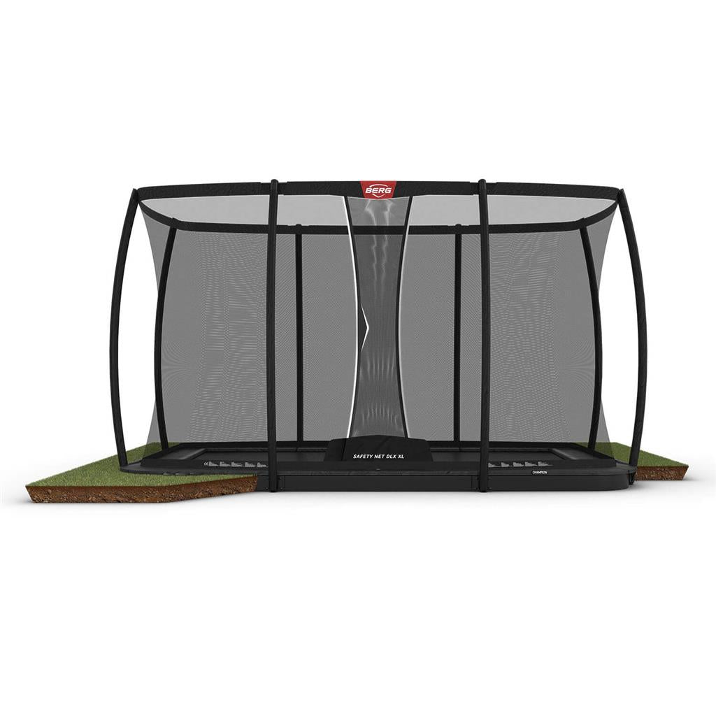 BERG Trampoline Ultim Champion FlatGround 410 grijs + veiligheidsnet DLX XL