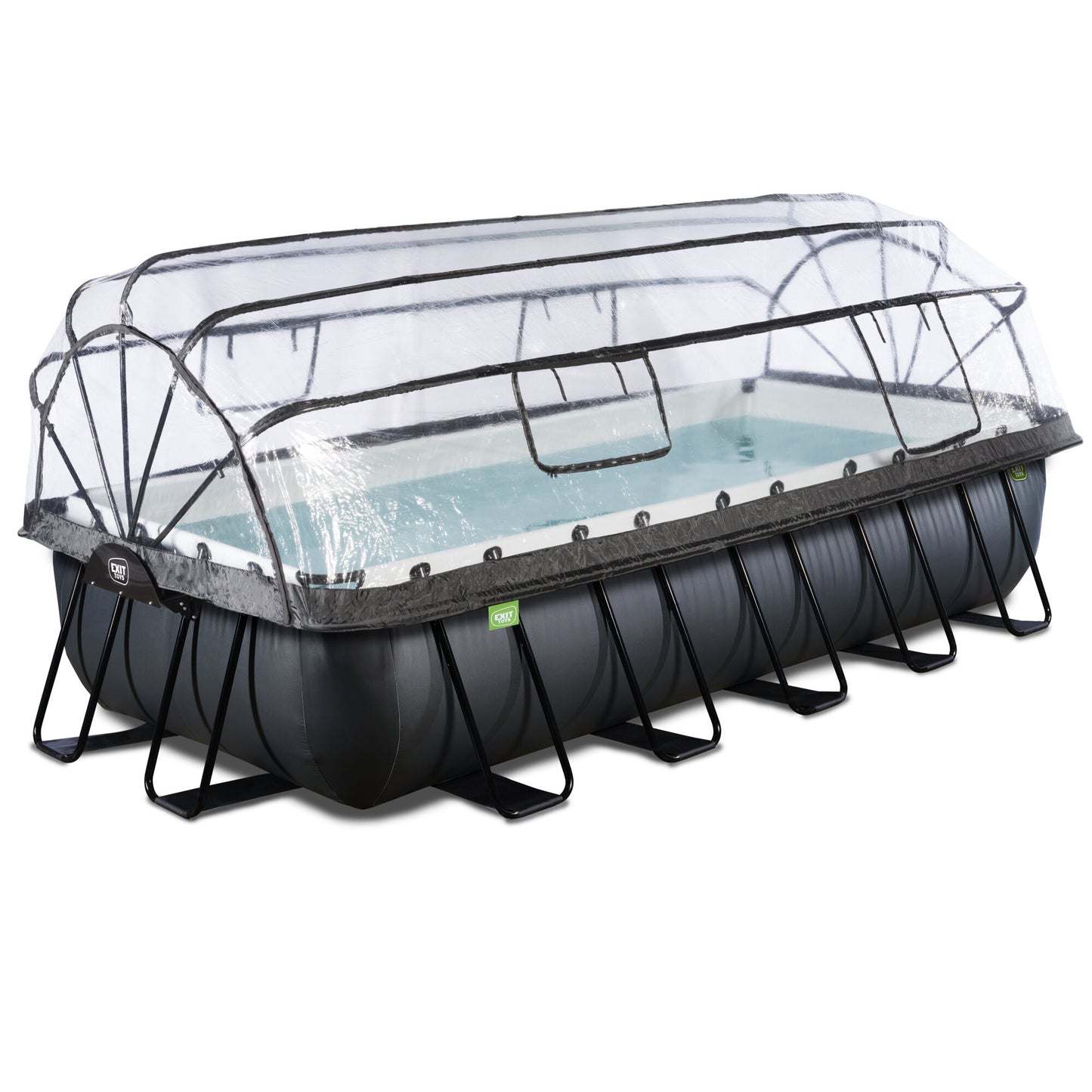 Piscine EXIT Black Leather 540x250 - profondeur 100cm - avec pompe à filtre à sable et couverture - noire