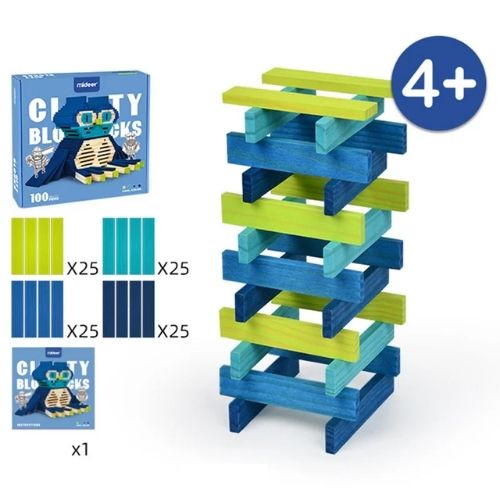 Mideer City Blocks blauw en groen