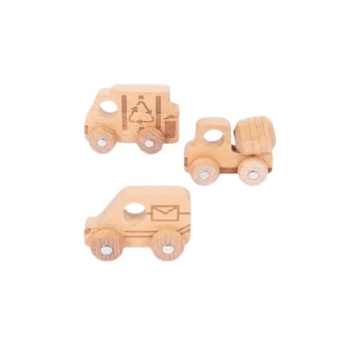 Tickit houten voertuigenset: postwagen, vuilniswagen, betonmixer