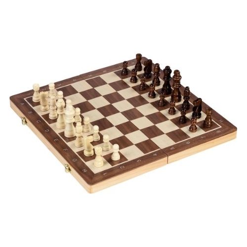 Goki Wooden Chess and Checkers Game Magnetic