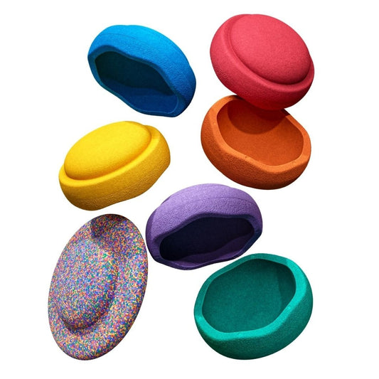Stacking blocks Rainbow basic + balance board confetti