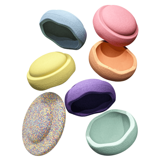 Pierres empilables Rainbow Pastel 6+1 balance board confetti  pastel