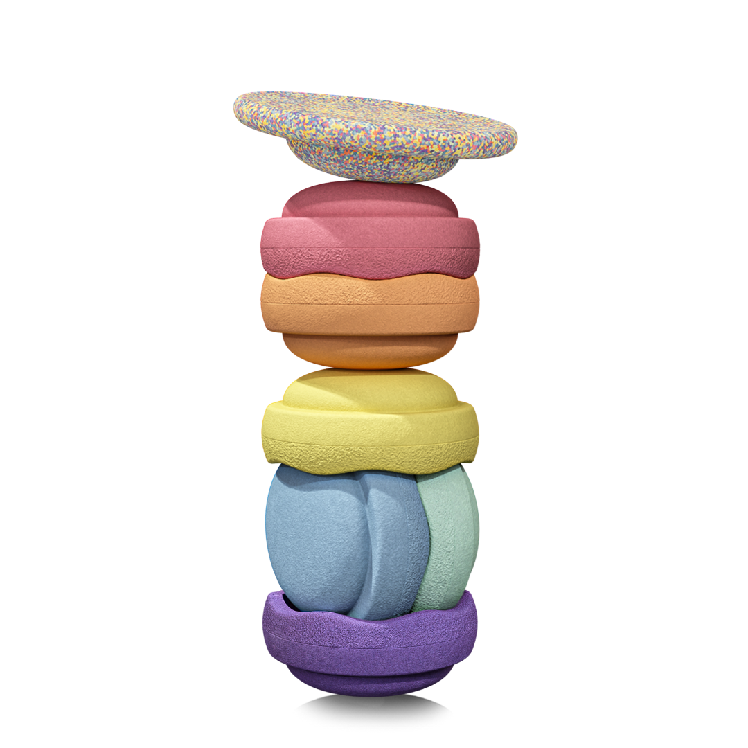 Stapelstenen Rainbow Pastel 6+1 balance board confetti  pastel
