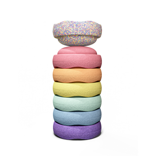 Pierres empilables Rainbow pastel avec pierre confetti